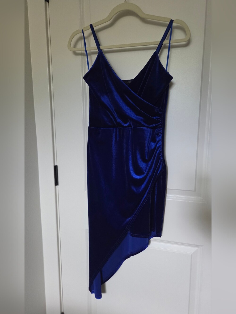 Royal Blue Velvet Asymmetrical Slip Dress